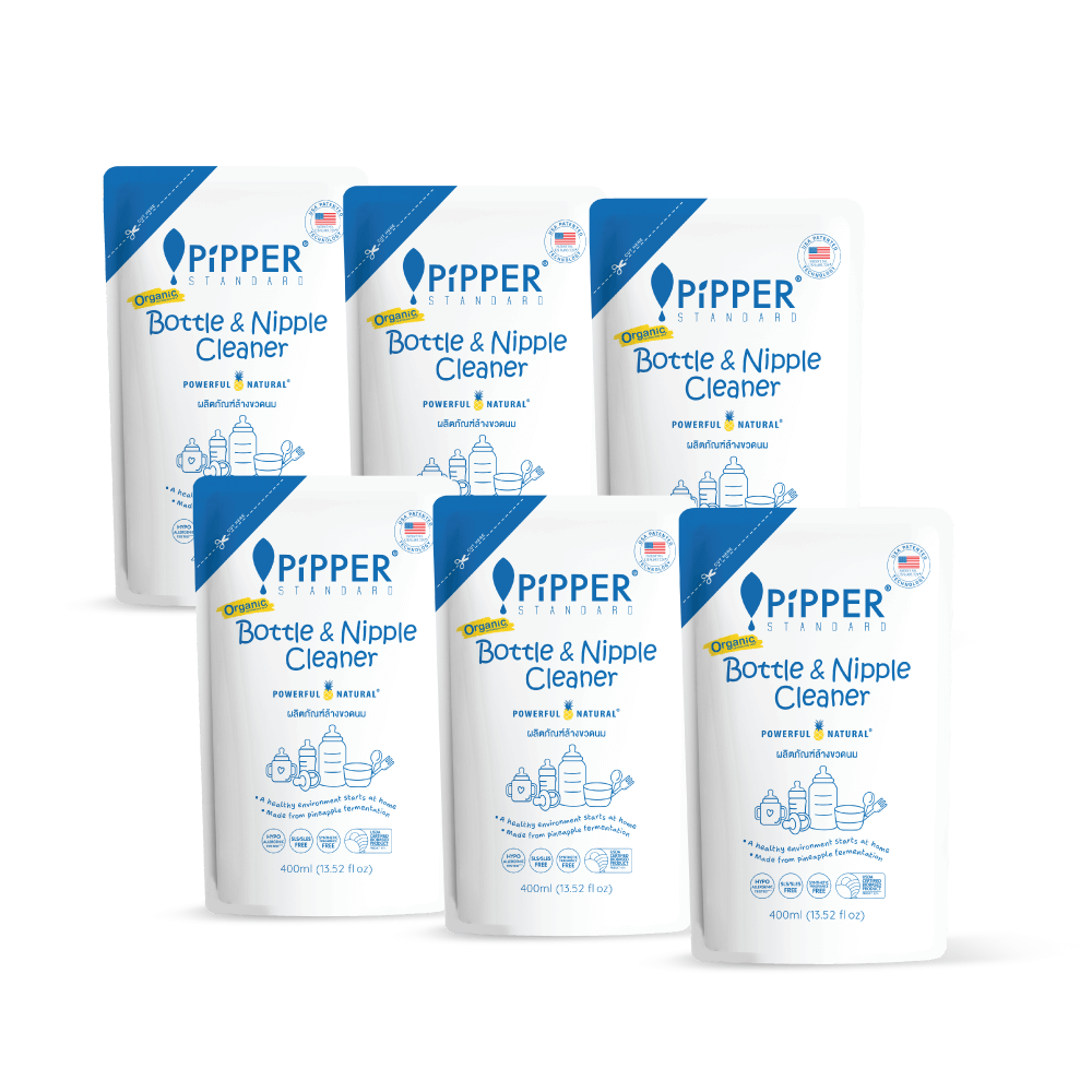 BNx6.png Pipper Standard Baby Bottle Cleaner, Gentle Fresh Scent, 400 ml. x 6 Pouches - Image 1